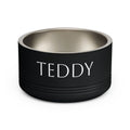 Custom dog bowl in black — personalised stainless steel pet bowl