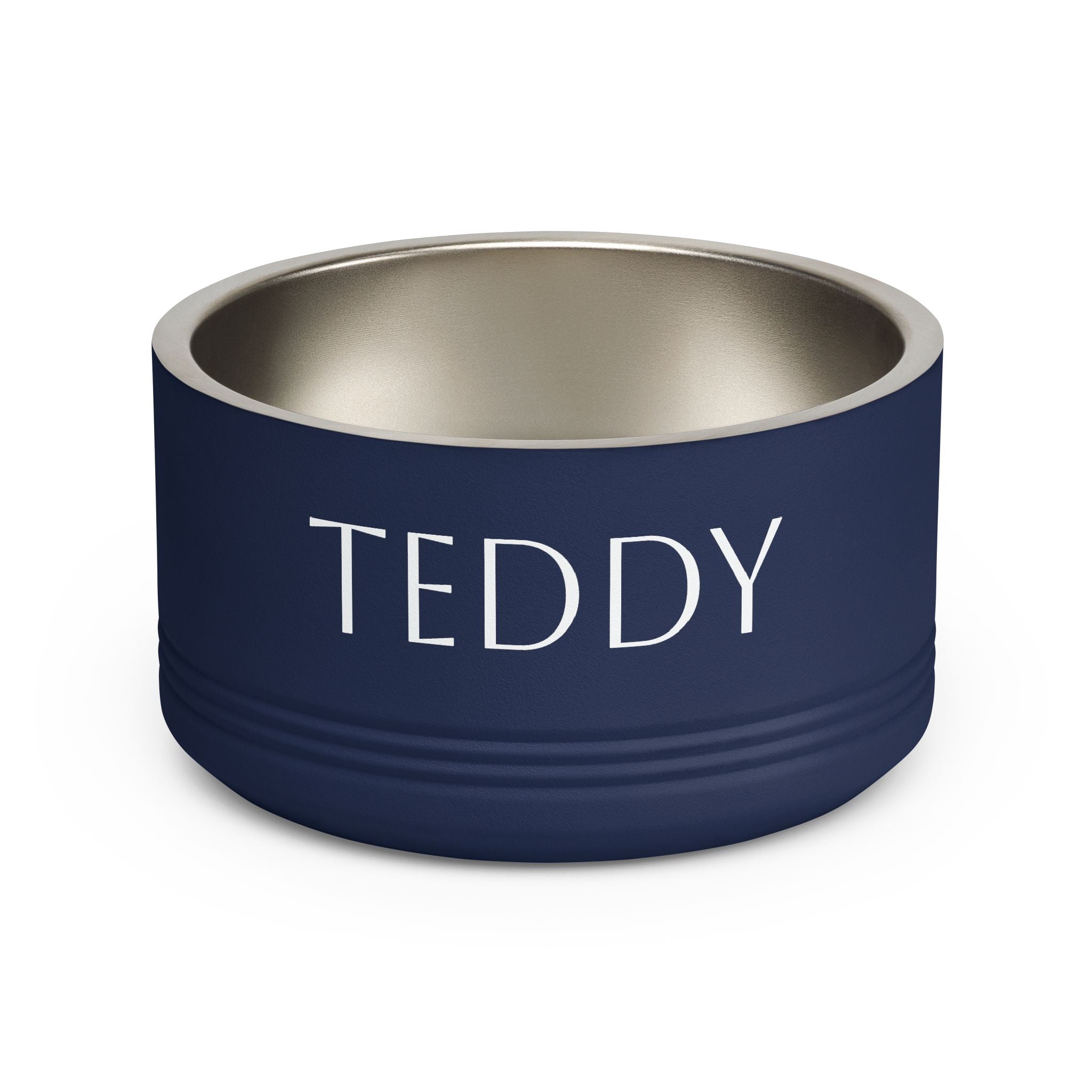 Custom cat bowl in white — named pet bowl for cats and dogs