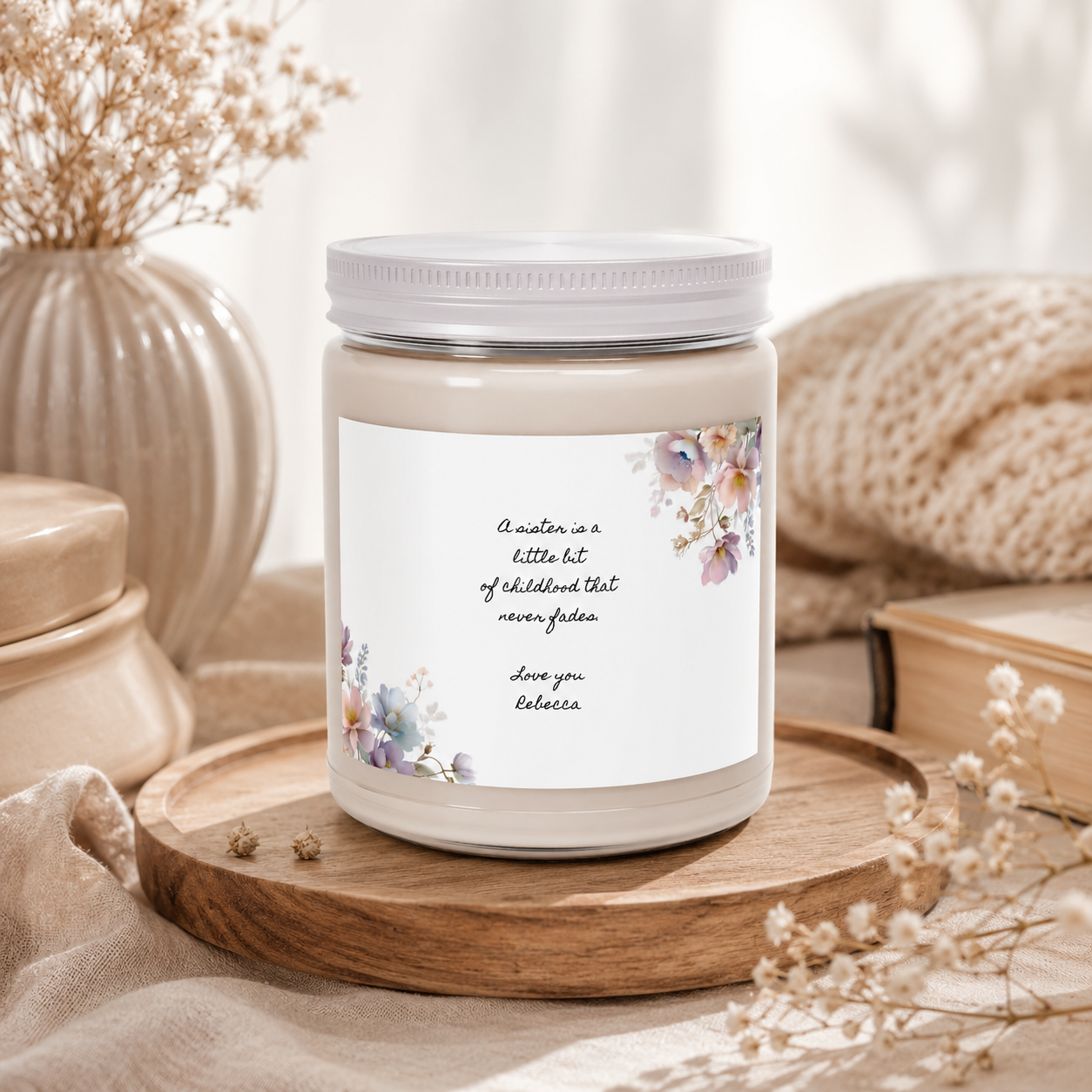 Personalized Sister Candle – 'A Little Bit of Childhood' Scented Soy Candle