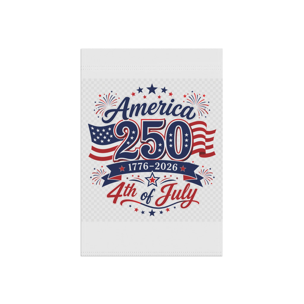 America 250 garden flag decorating a porch entry