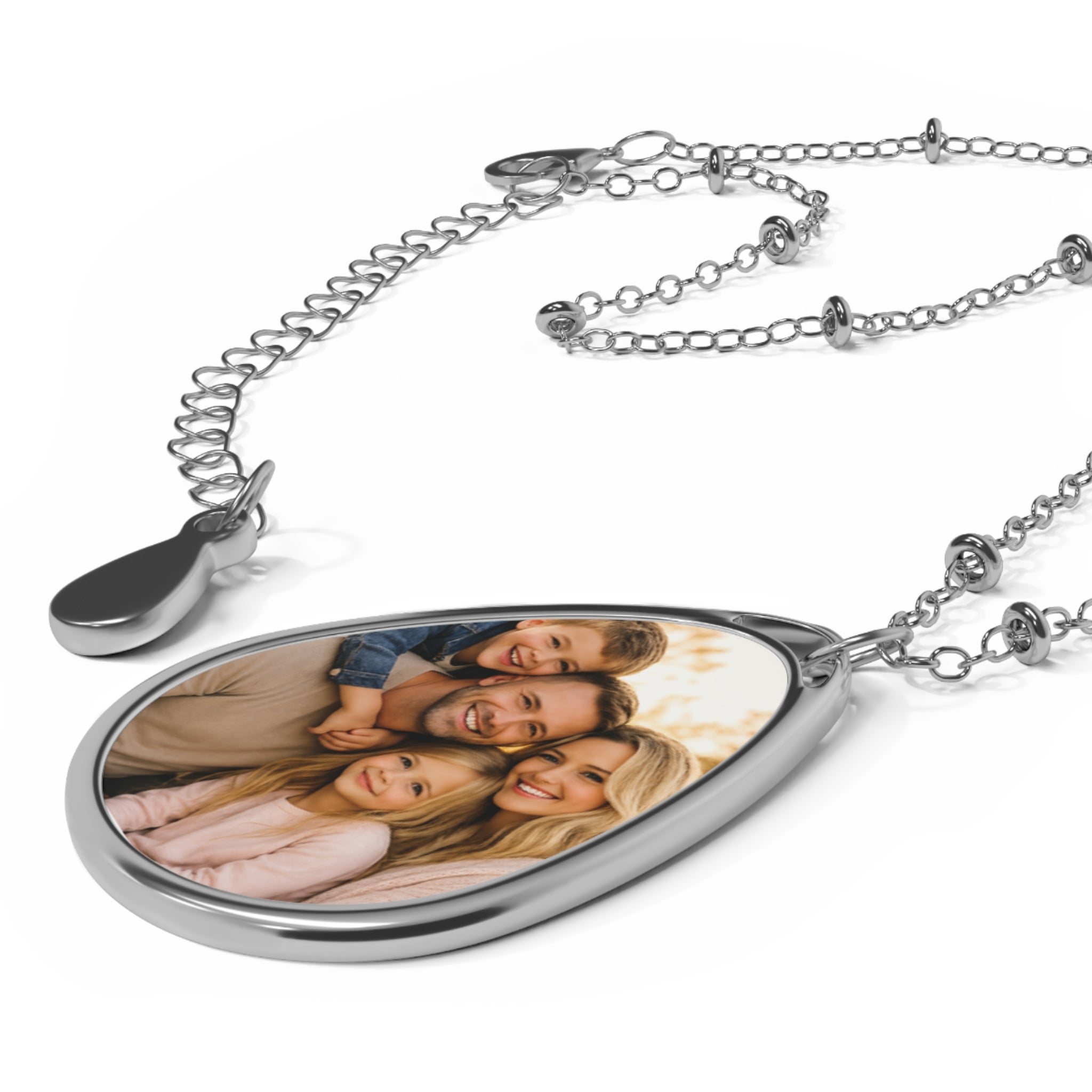 Oval family photo pendant necklace, Mother's Day keepsake gift