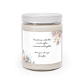 Personalized grandma candle with a floral label reading grandmas make the world softer warmer and brighter