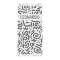 Personalized abstract doodle beach towel with custom name and tassels