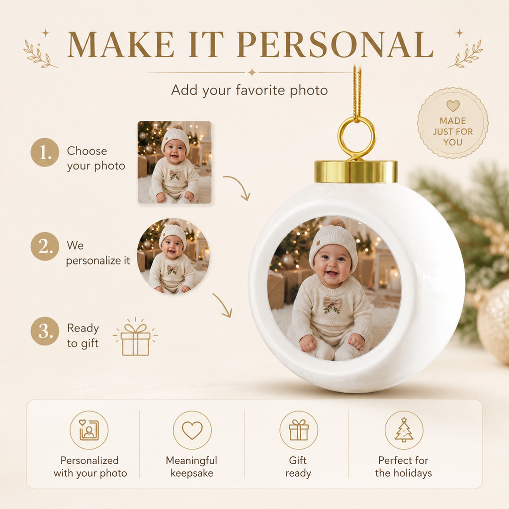 Personalized Baby Photo Christmas Ball Ornament - Jessify Gifts
