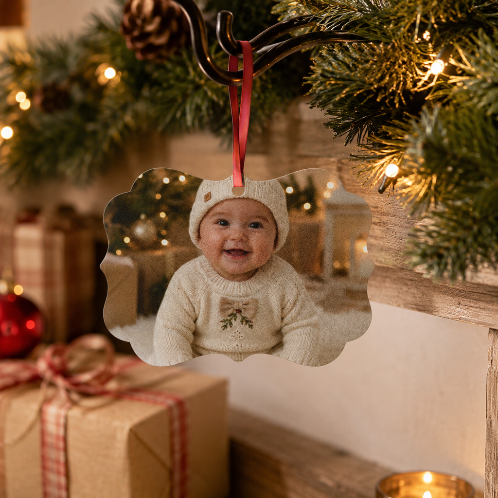 Design template showing the shape options for the baby photo ornament