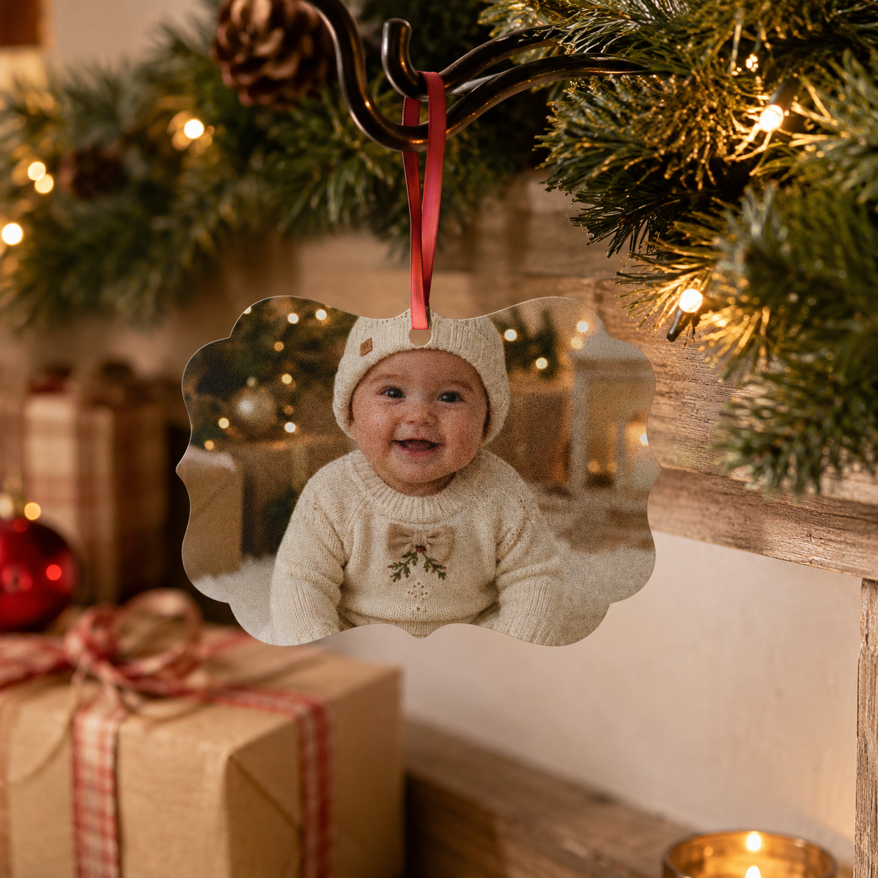 Design template showing the shape options for the baby photo ornament