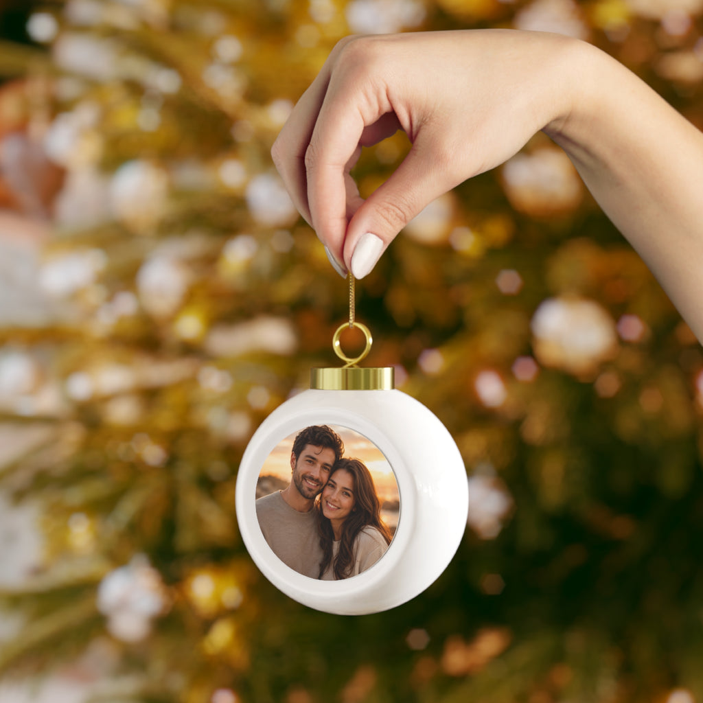 Personalized Couple Photo Christmas Ball Ornament - Jessify Gifts