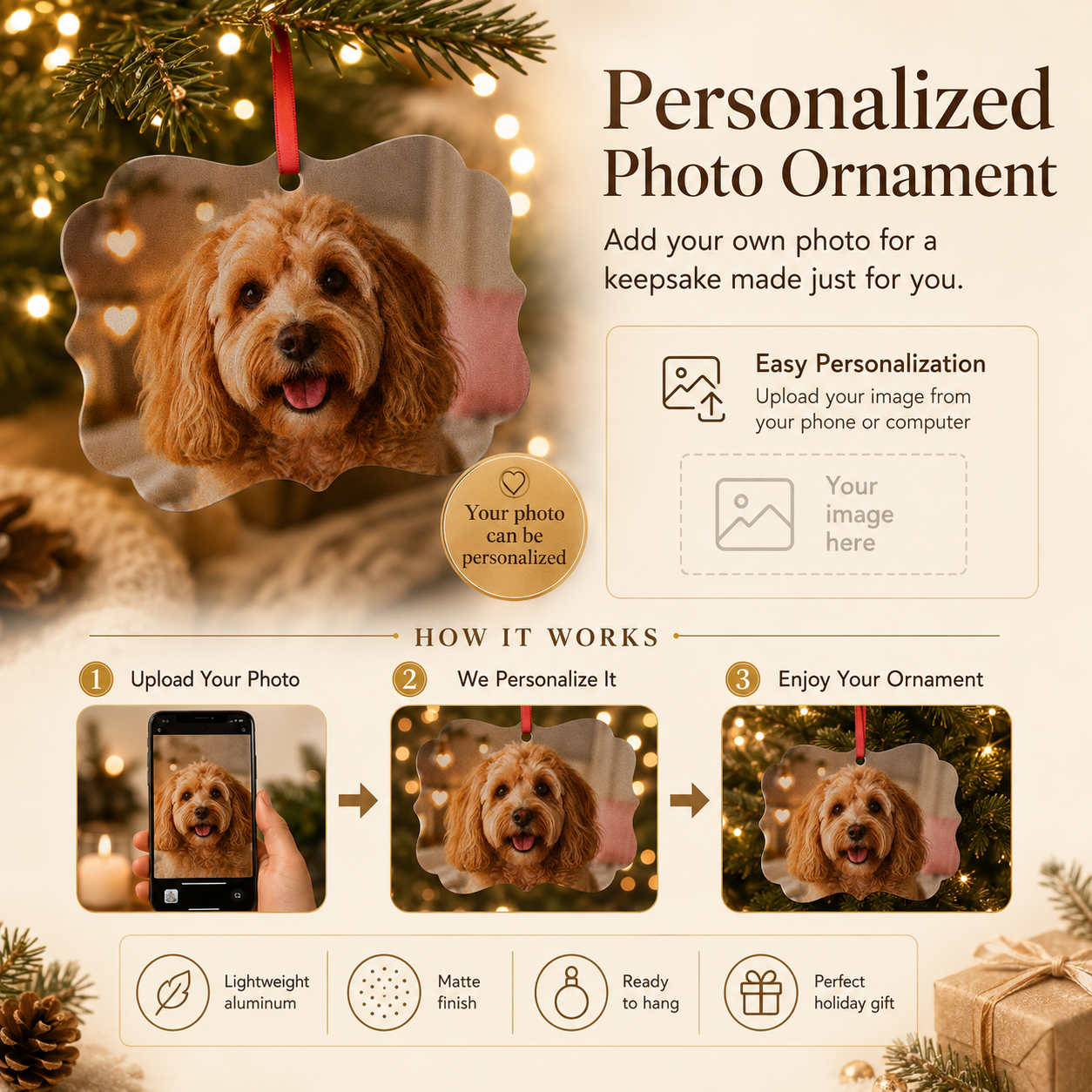 Design template for the medallion dog photo ornament