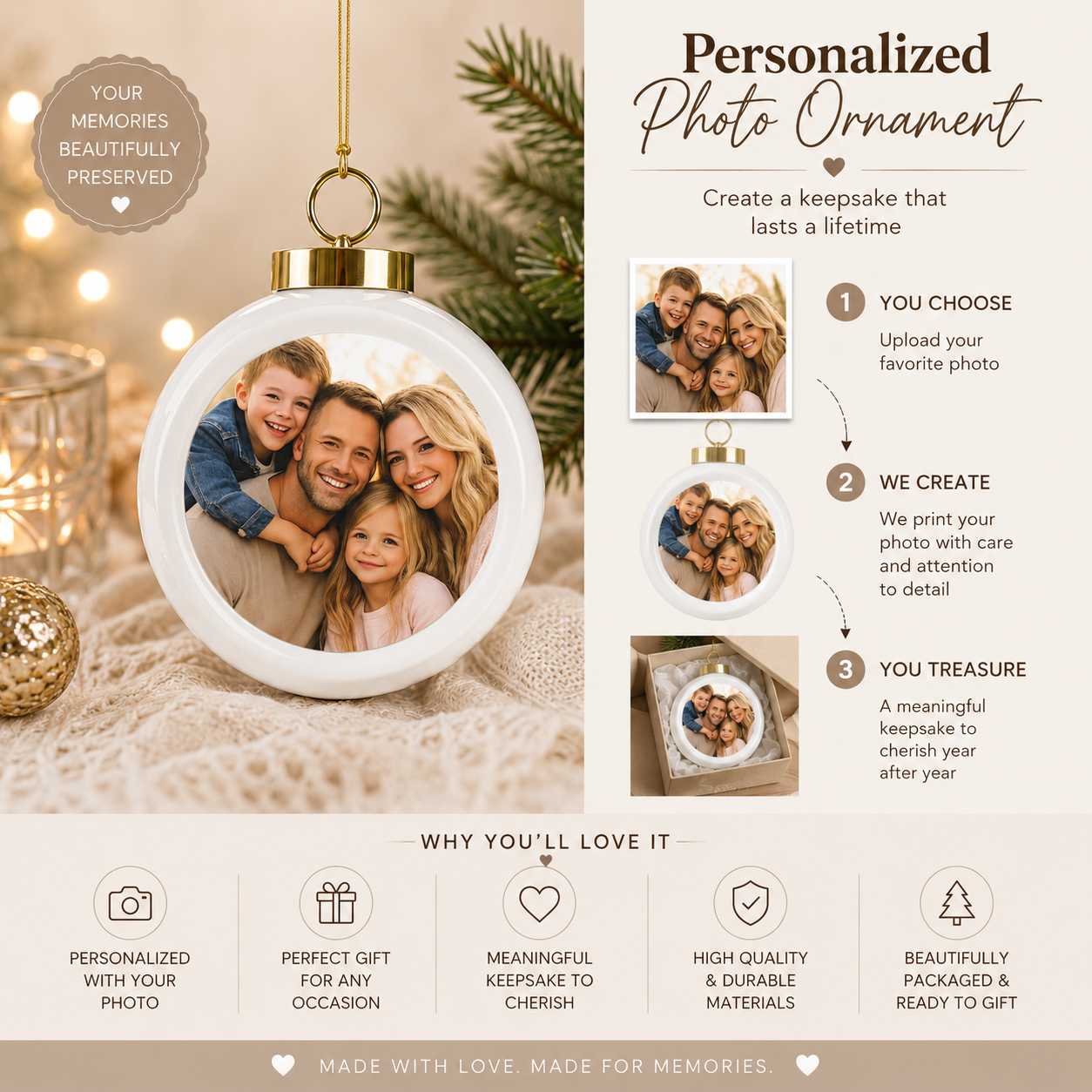 Personalized Family Keepsake Christmas Ball Ornament - Jessify Gifts