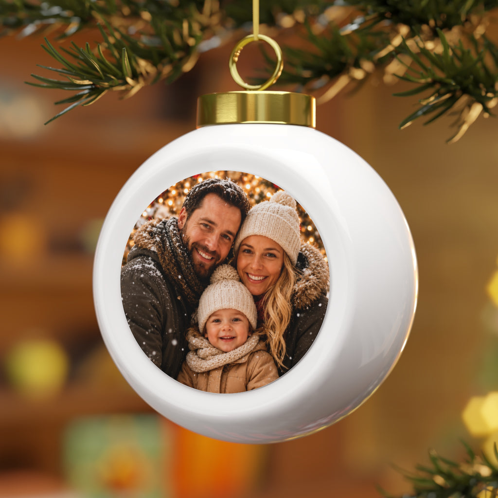 Personalized Family Photo Christmas Ball Ornament - Jessify Gifts