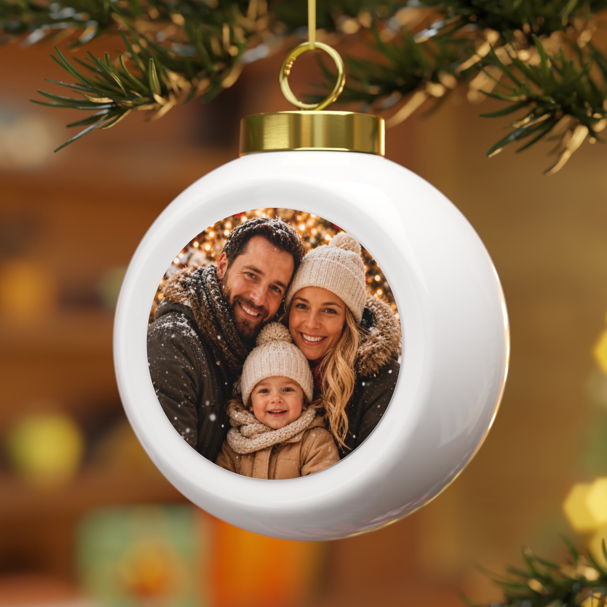 Personalized Family Photo Christmas Ball Ornament - Jessify Gifts