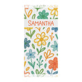 Personalized floral beach towel with custom name and tassels