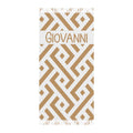 Personalized geometric beach towel with custom name and tassels