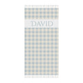 Personalized gingham beach towel with custom name and tassels