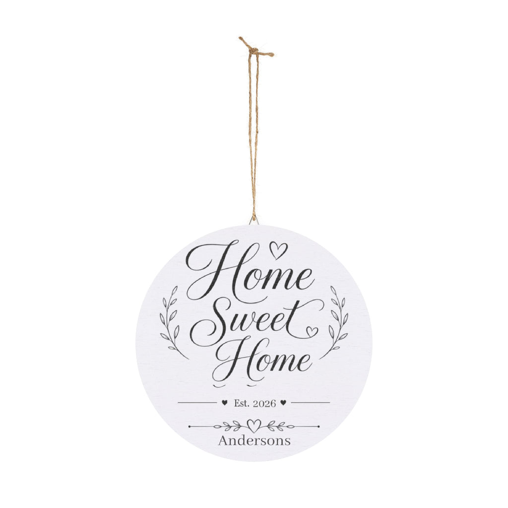 Home Sweet Home wood plaque shown as part of a cozy wall display