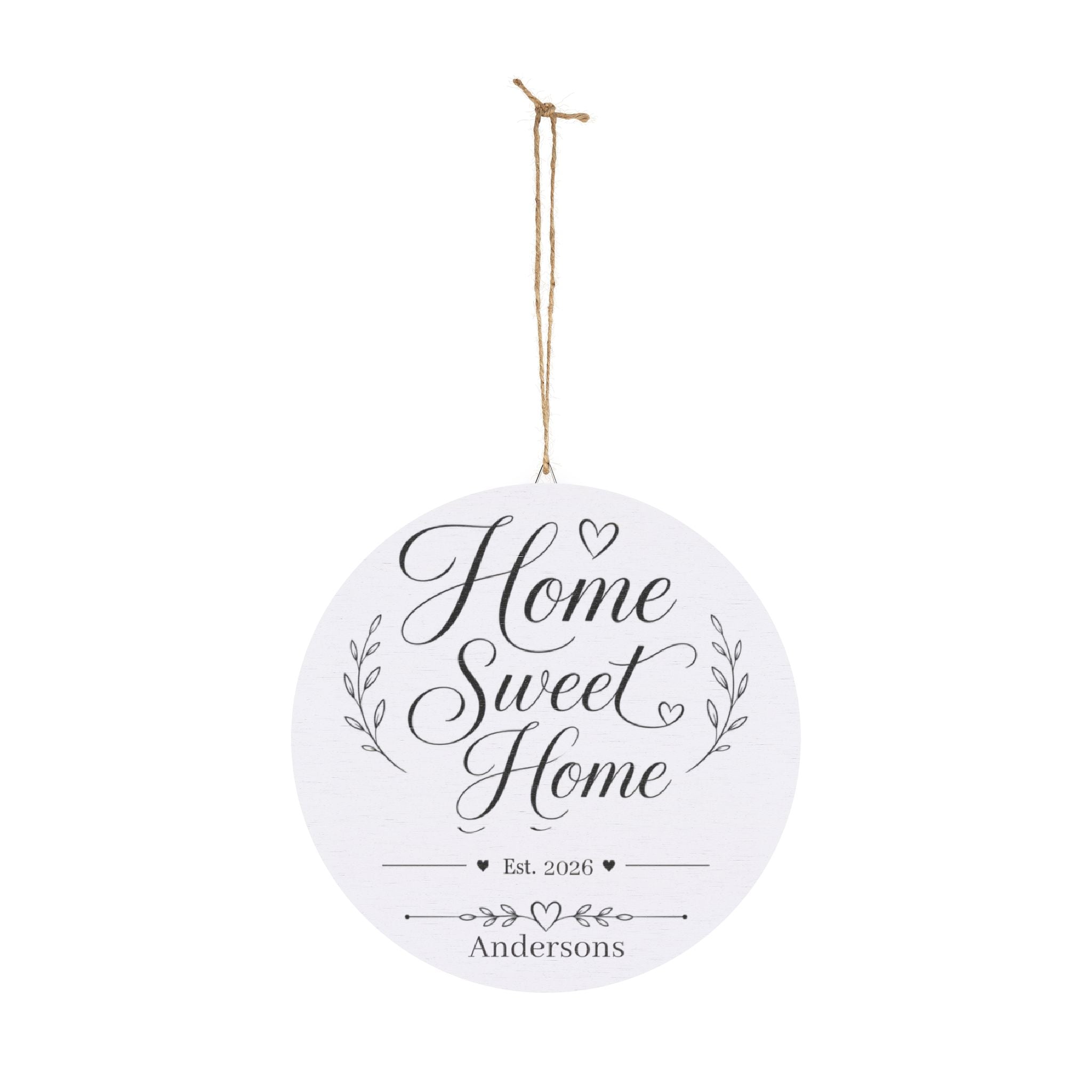 Home Sweet Home wood plaque shown as part of a cozy wall display