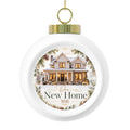 Personalized new home Christmas ornament with a snowy house, Our New Home text, and the year