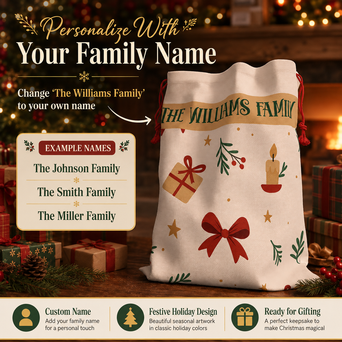 Personalized Vintage Christmas Santa Sack - Jessify Gifts