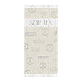 Personalized vintage postage beach towel with custom name and tassels
