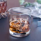 Personalized 10oz retirement whiskey rocks glass with the funny 'Retired' definition design
