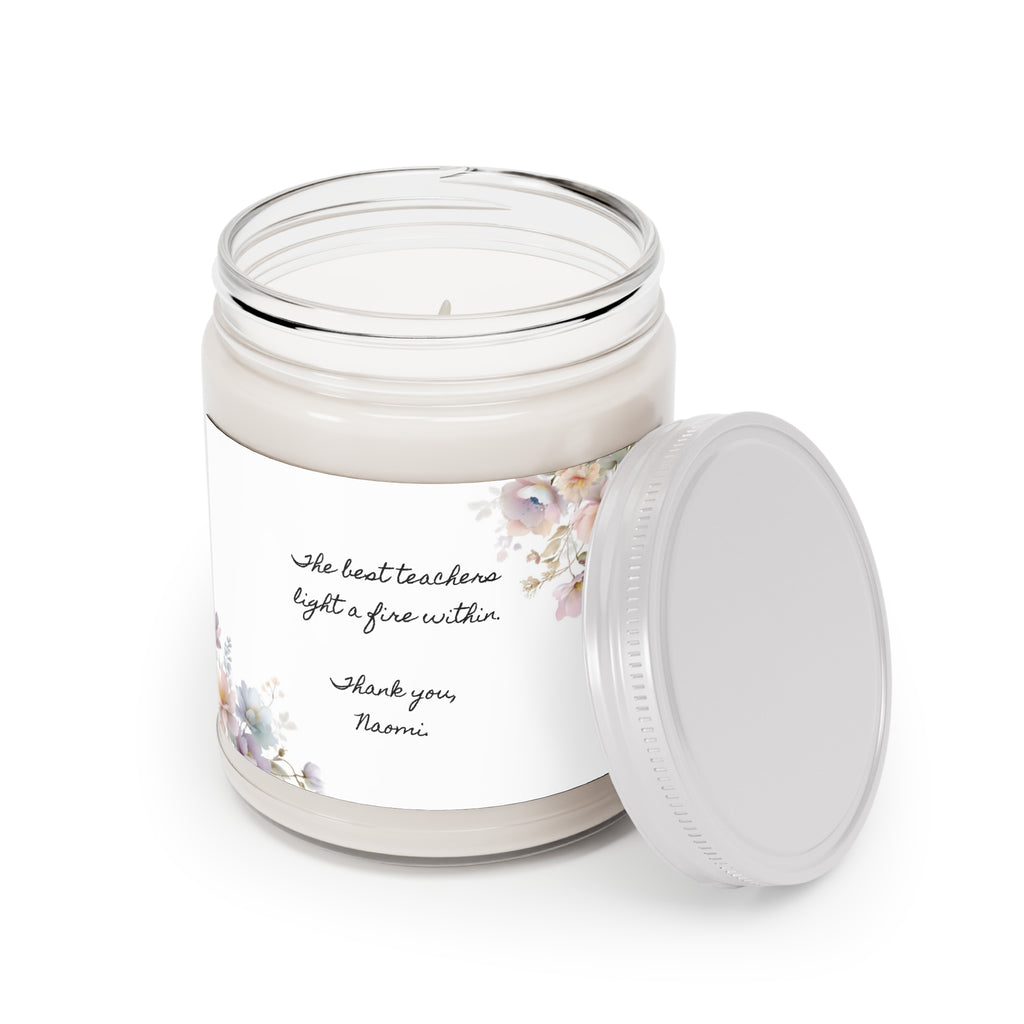Personalized teacher appreciation candle ready to gift