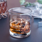 Clear tempered retirement whiskey glass personalized with a name and year